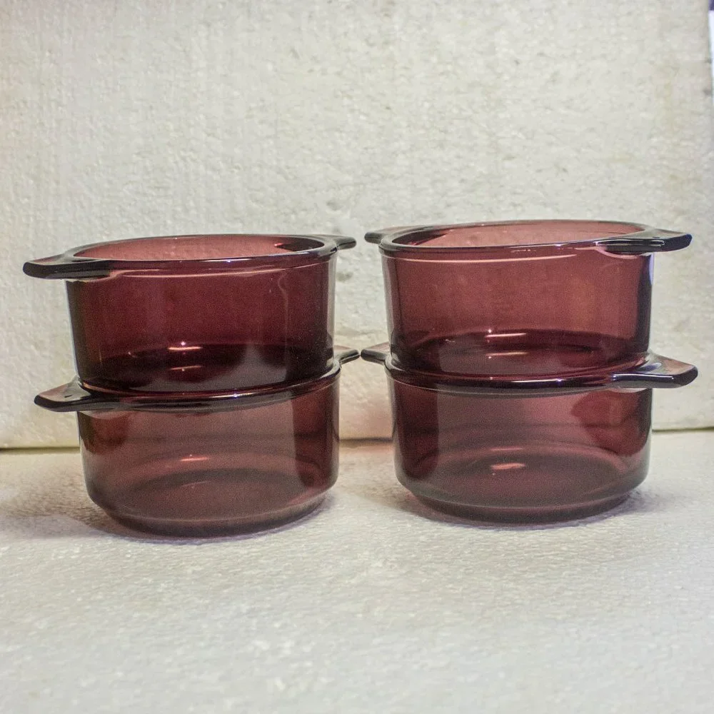 Vintage Pyrex Style Cranberry Small Casserole Dishes Set of 4 Made in Mexico
